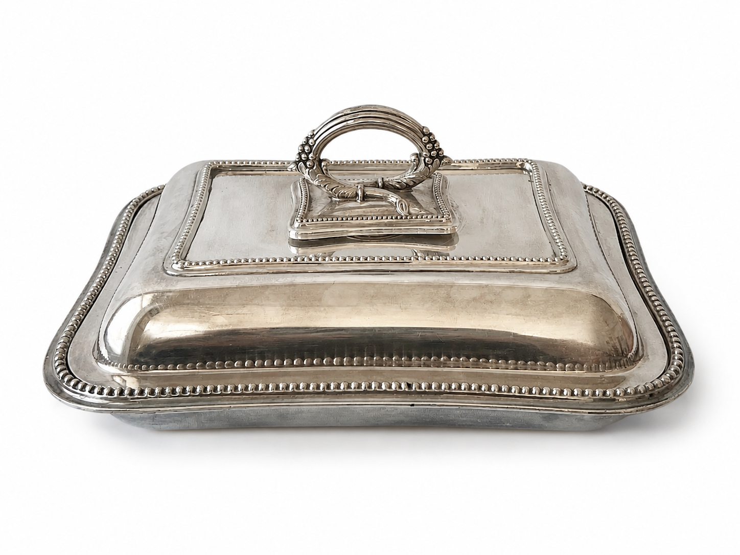 James Dixon & Sons Silver-Plated Covered Serving Dish With Beaded Border
