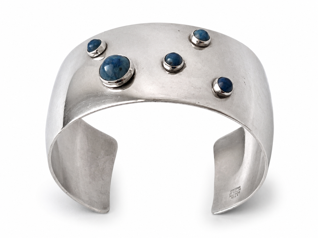 Niels Erik From Sterling Silver Sodalite Cuff Bracelet, Scandinavian  Modernist Jewellery
