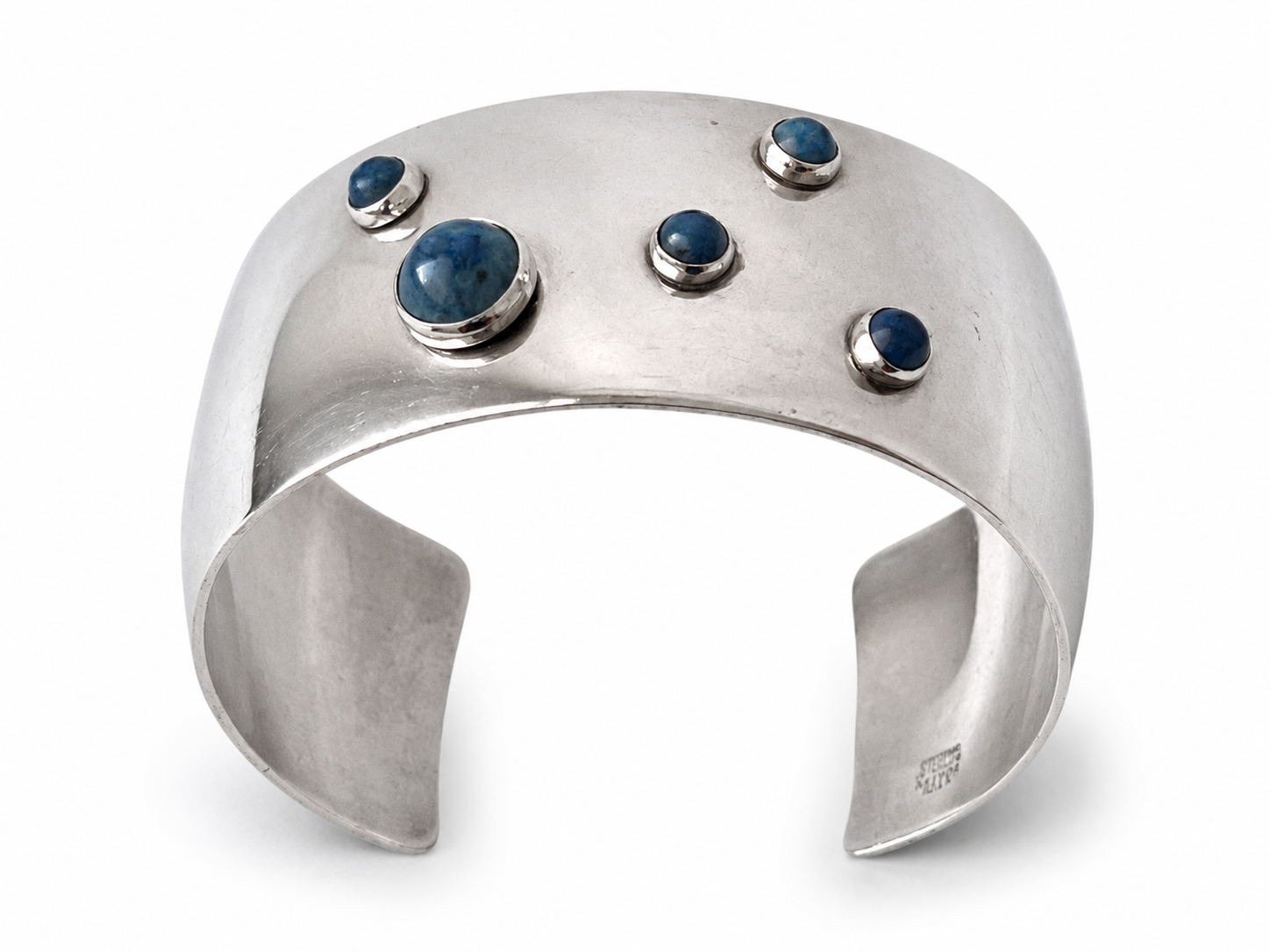 Niels Erik From Sterling Silver Sodalite Cuff Bracelet, Scandinavian  Modernist Jewellery
