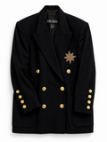 Vintage Escada by Margaretha Ley Navy Blue Blazer – Wool & Cashmere, Double-Breasted, Gold Nautical Buttons.