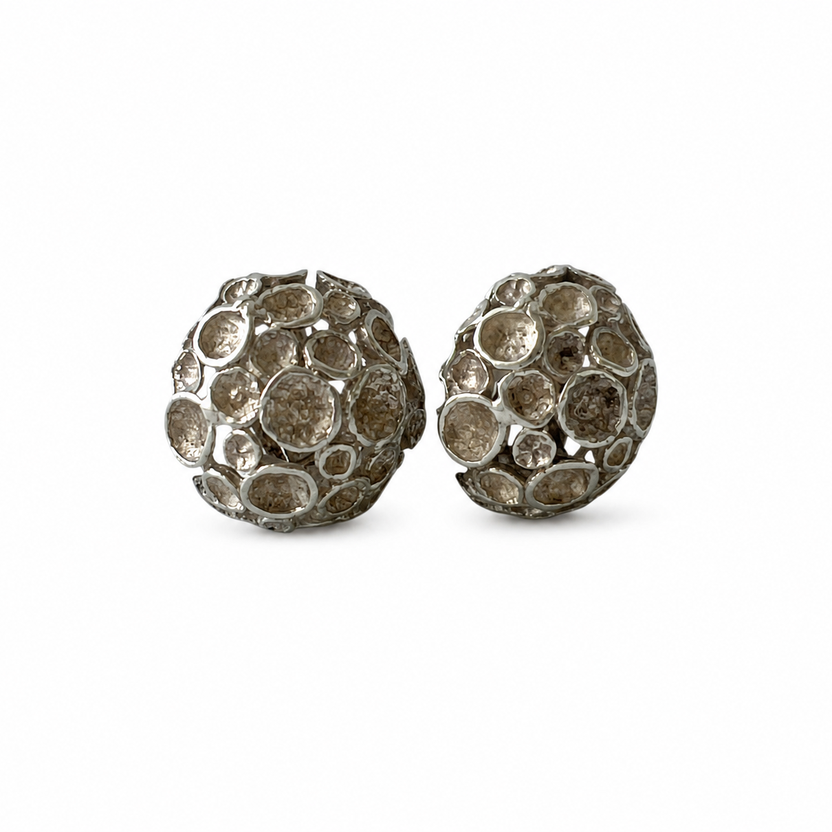 Vintage 835 Silver Modernist Clip-On Earrings.
