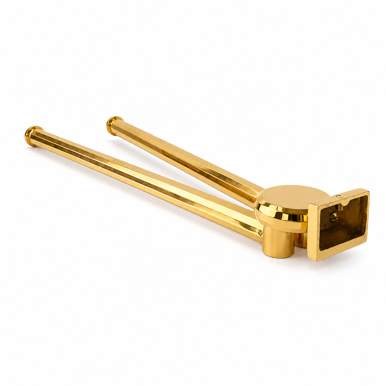 Vintage Gold-Plated Brass Swing Towel Rack, West German Wall Mounted Double Rail Holder