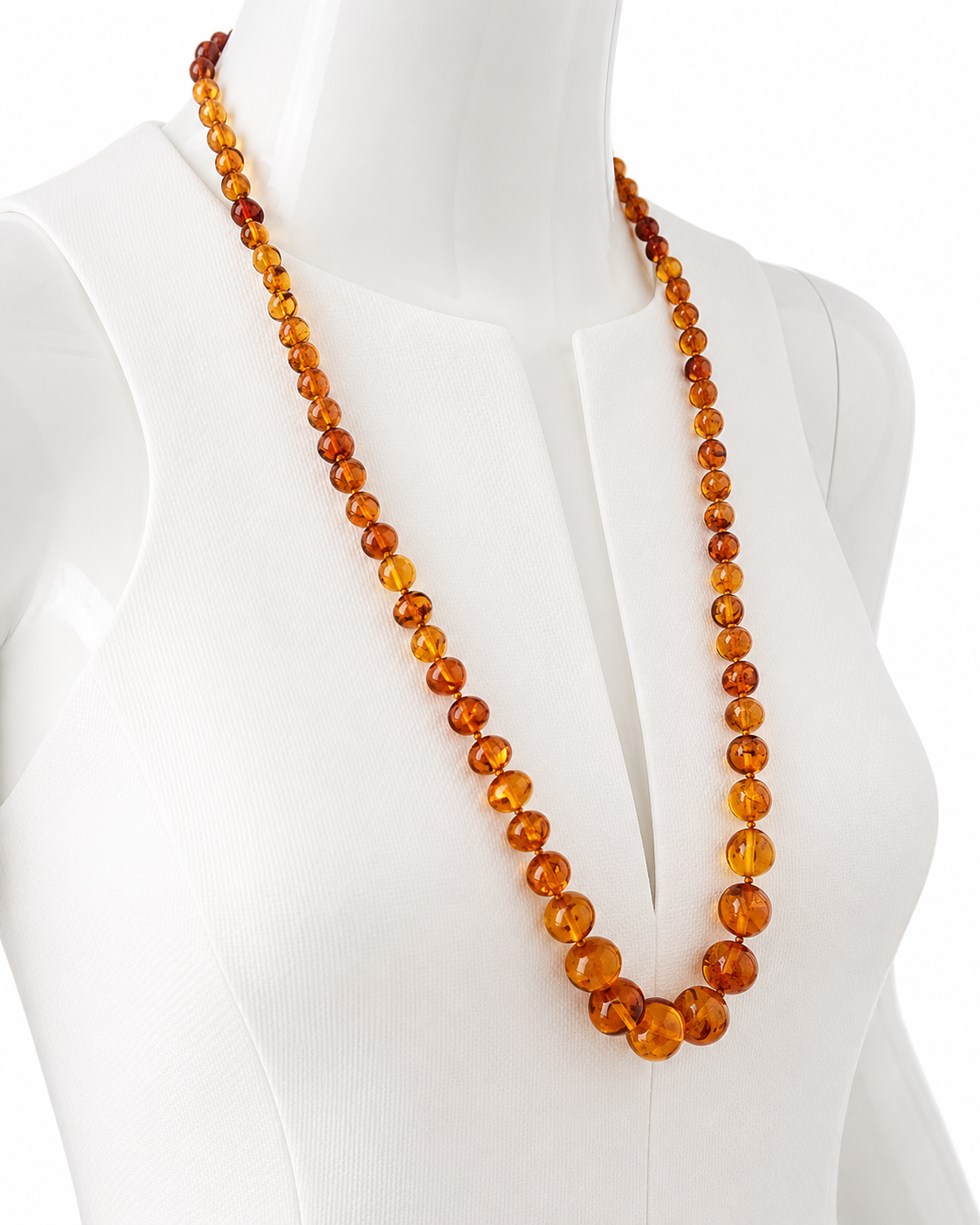 Vintage Baltic Amber Necklace With Graduated Honey Cognac Beads