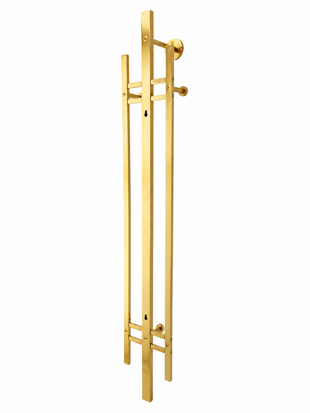 Vintage German Brass Wall Coat Rack, Mid-Century Modern Entryway Hooks, 110 cm Tall