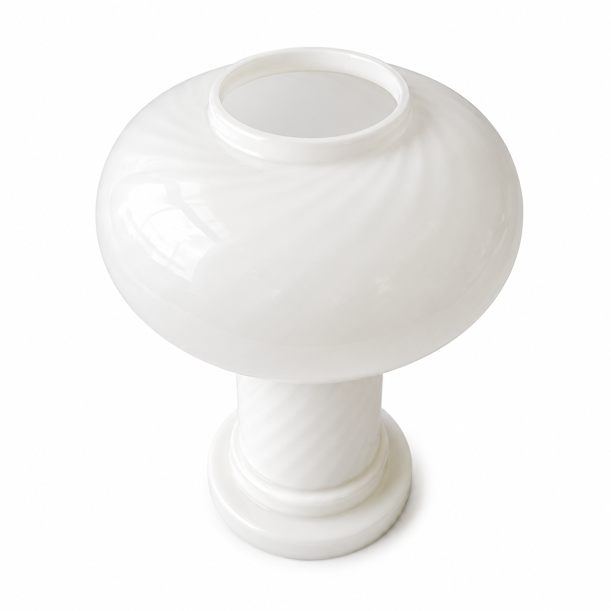 Vintage Pair of West German Mushroom Table Lamps, Opal Swirl Glass, Mid Century Style.