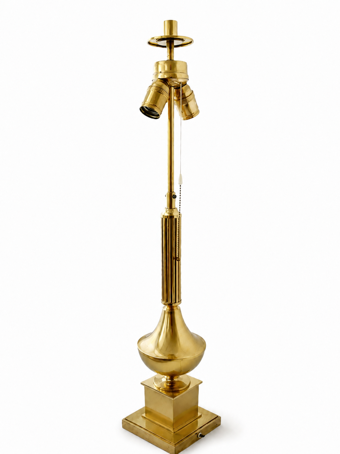 Vintage Mertens Berlin Brass Column Table Lamp, West German Hollywood Regency Lighting