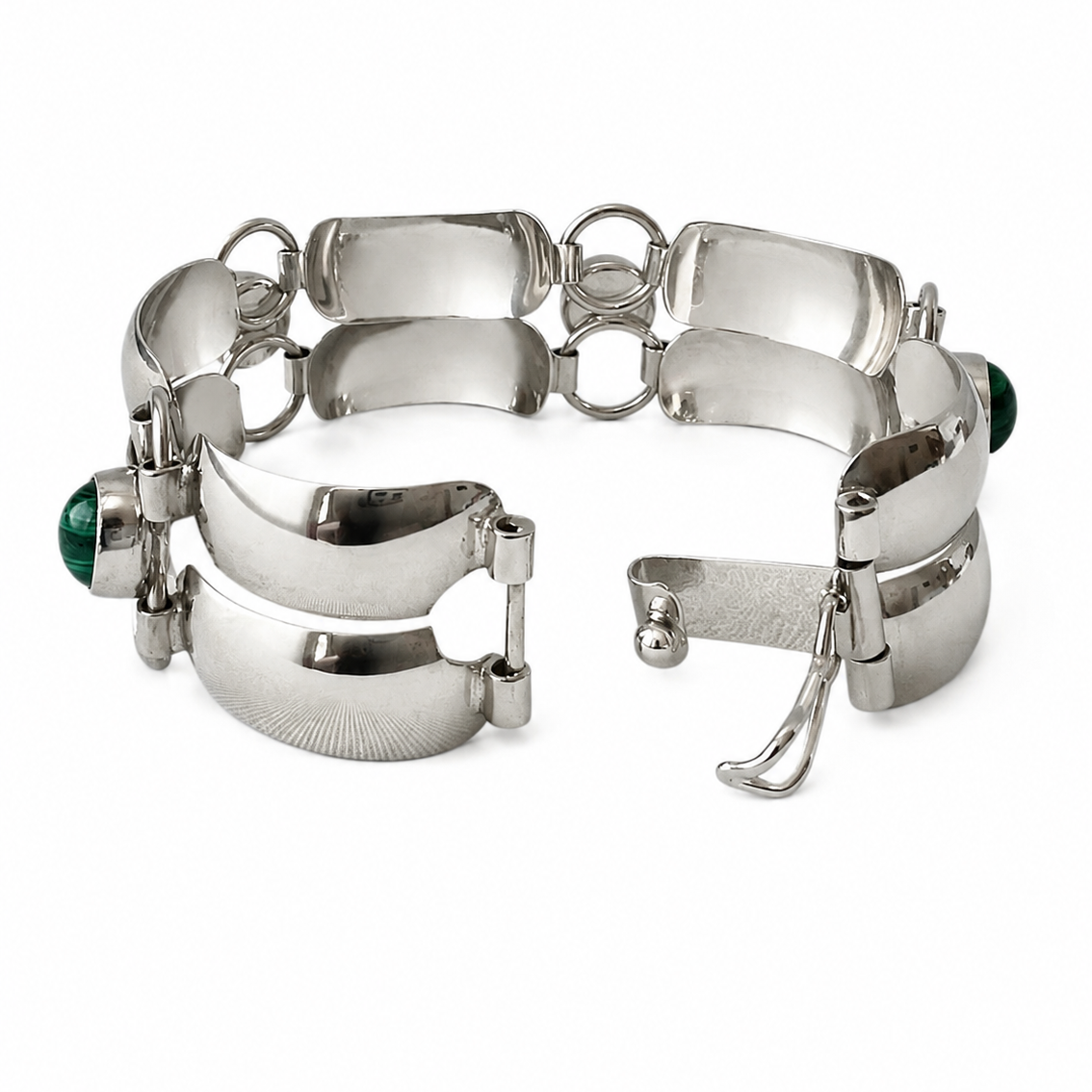 Vintage Silver & Malachite Modernist Bracelet – Katja Lührs Lübeck KLS Scandinavian Design