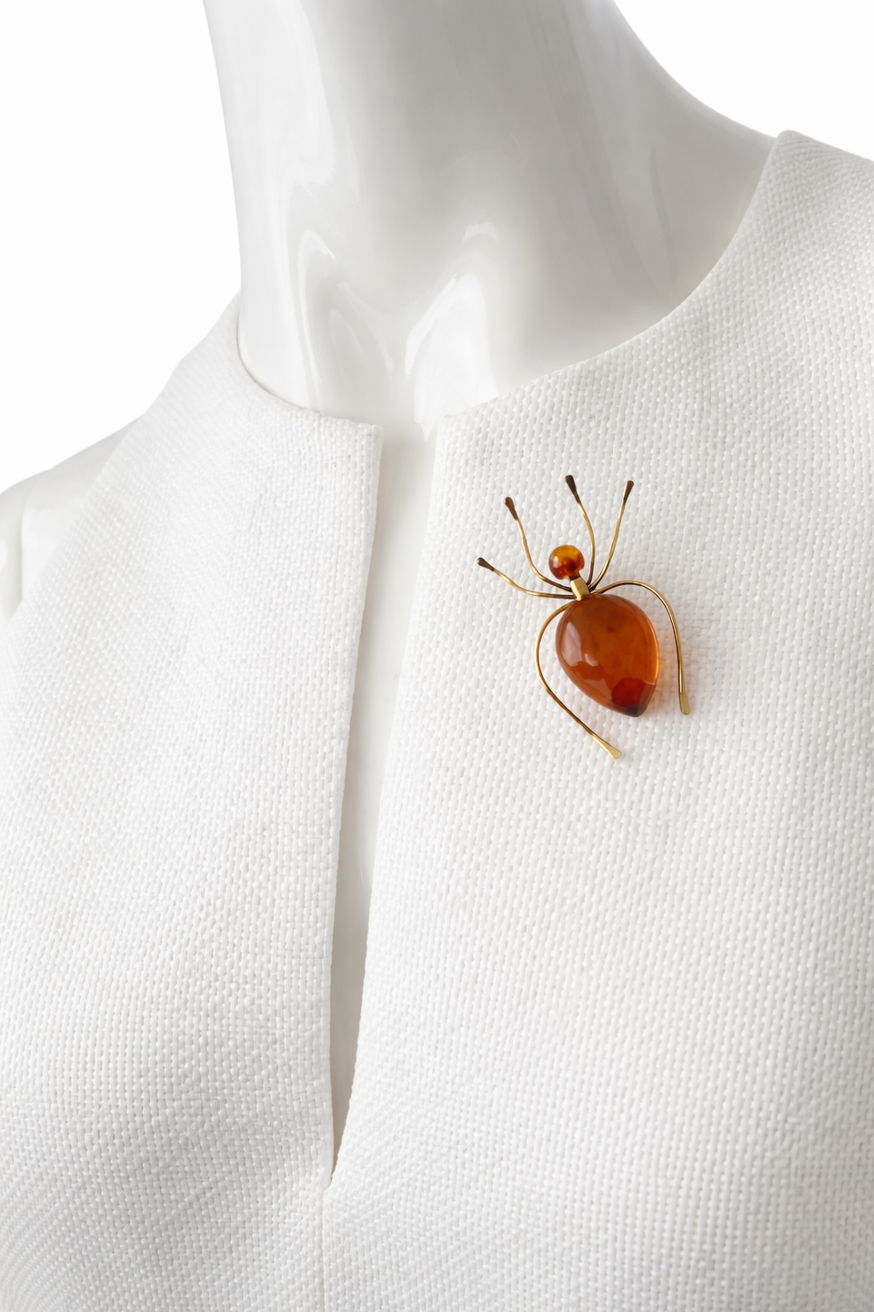 Vintage Spider Brooch. Baltic Amber Gold Plated. Kaliningrad Amber Combine, USSR, 1980s.