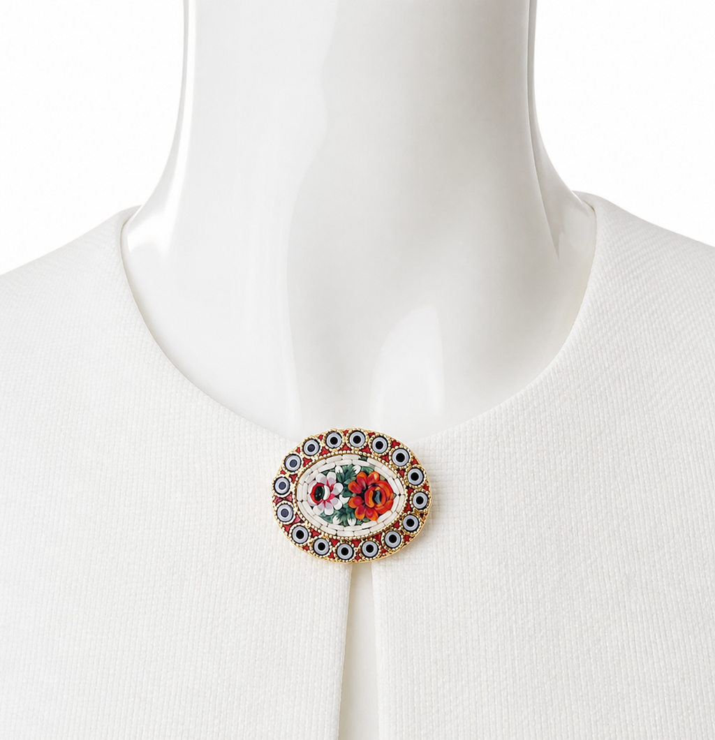 Vintage Italian Micro Mosaic Brooch.