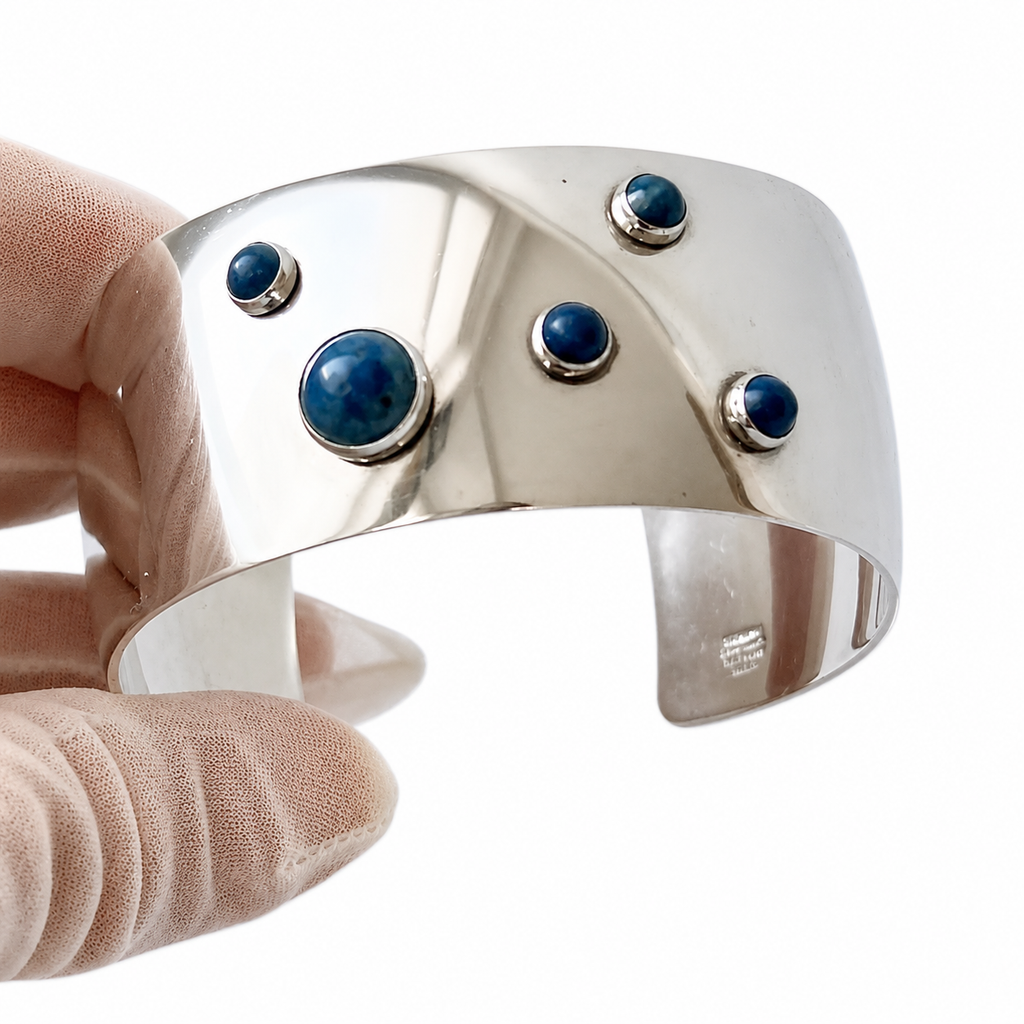 Niels Erik From Sterling Silver Sodalite Cuff Bracelet, Scandinavian  Modernist Jewellery