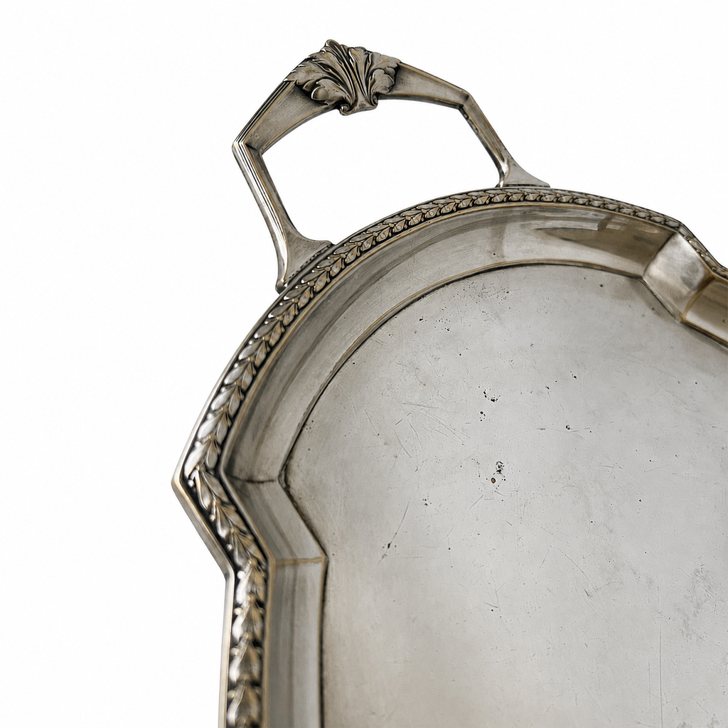 WMF Antique Silverplate Oval Serving Tray, Germany c.1903–1910, Ostrich Mark