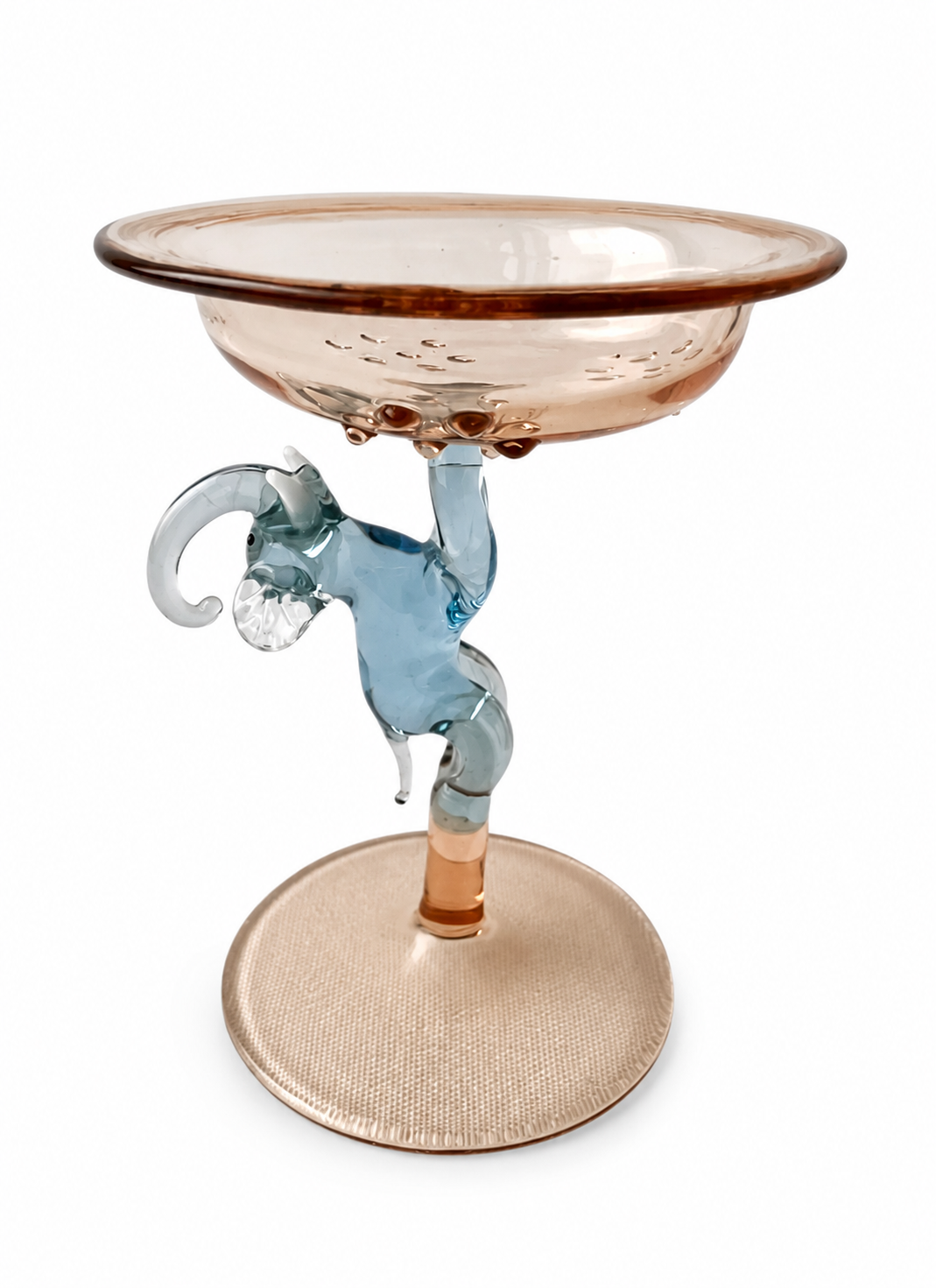 Lauscha Glass Goblet, Early 20th Century Elephant Stem German Art Glass Chalice