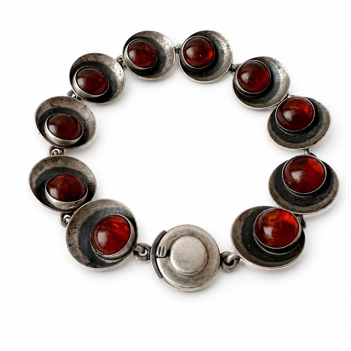 Vintage Niels Erik From Sterling Silver Amber Bracelet, Danish Modernist 925S Jewellery