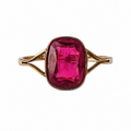 Antique Rolled Gold Ring with Red Stone. UK size: P 1/2