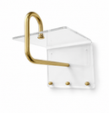 Mid-Century Modern Acrylic Brass Wall Rack Coat Hooks & Hanger Bar