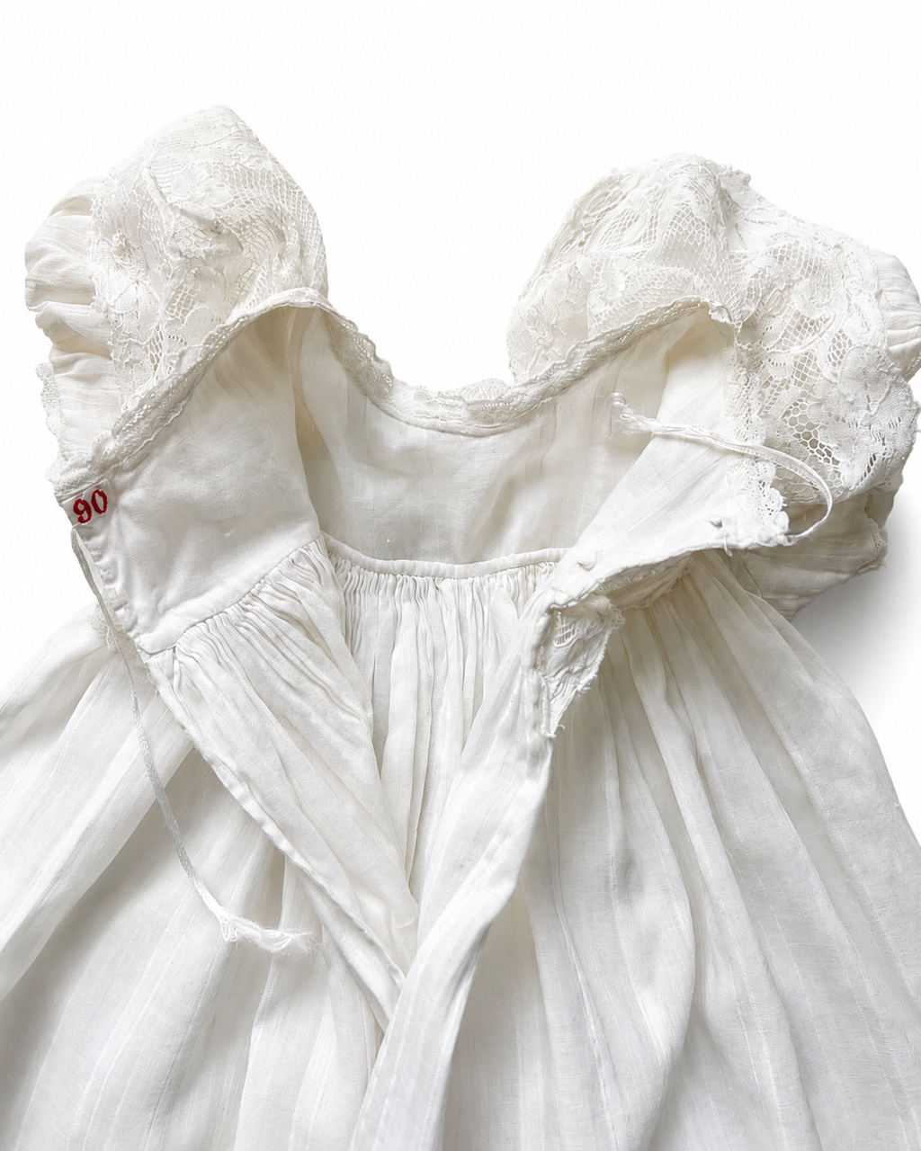 Antique Victorian Edwardian Cotton Christening Gown With Lace Pelerine, 6–9 Months