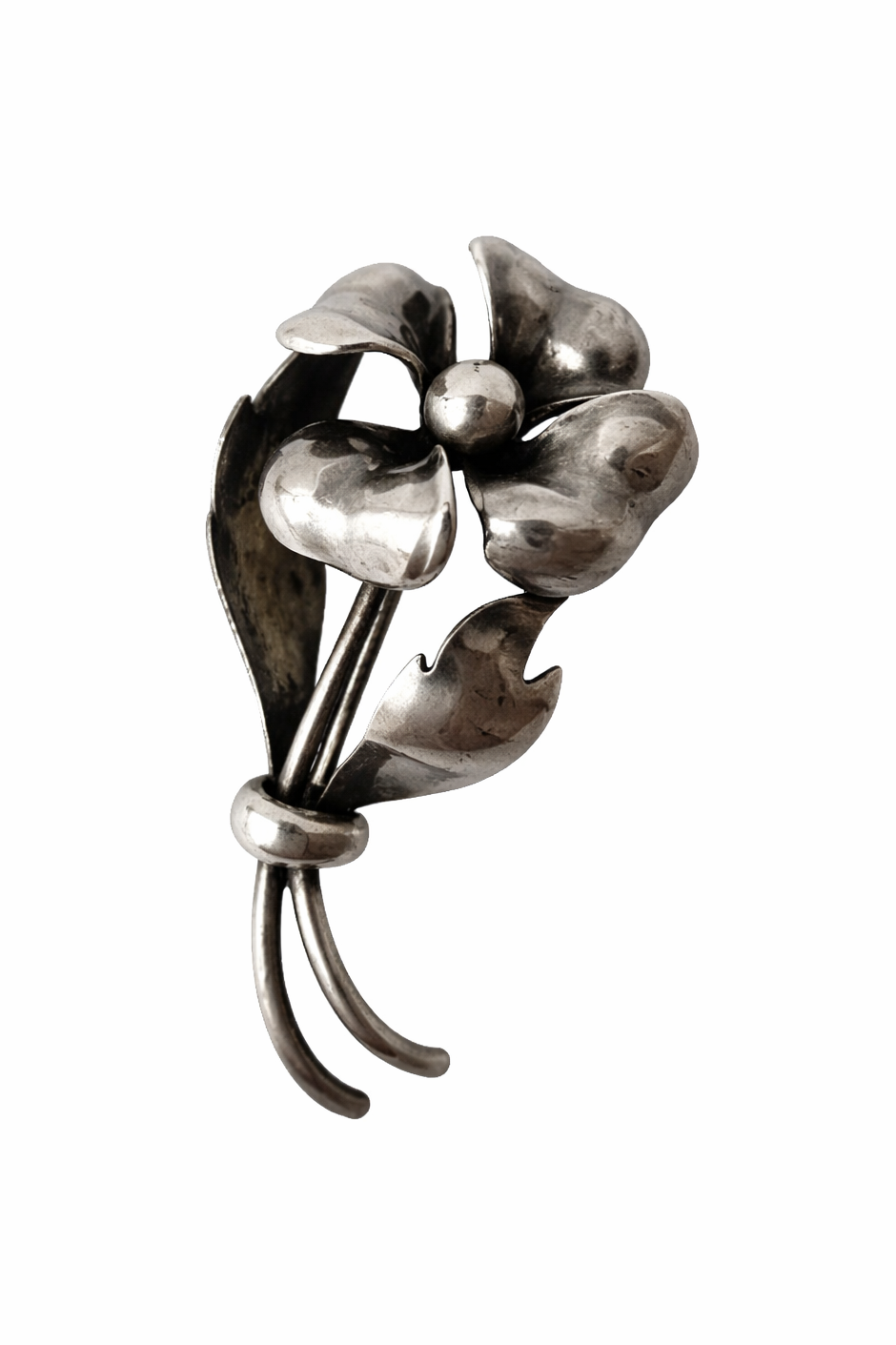 Vintage Silver Flower Brooch, Floral Pin, European Silver Lapel Brooch