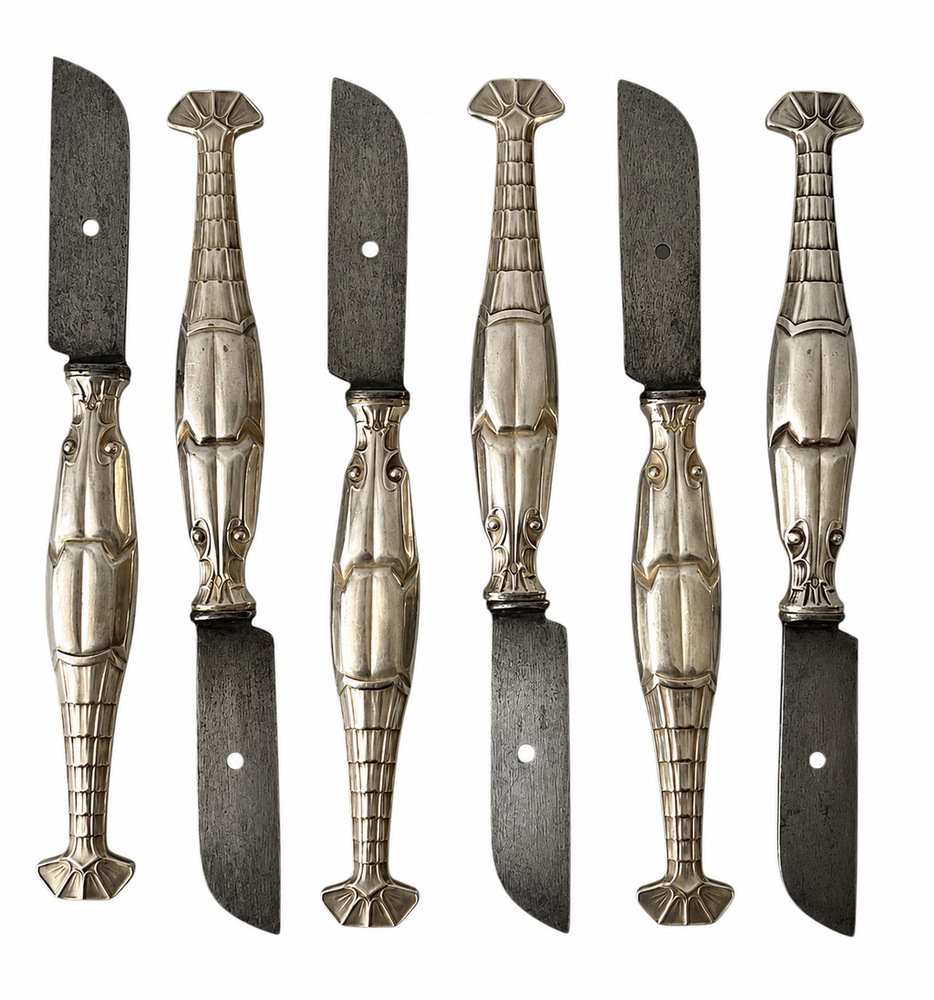 Antique WMF Silver Plated Lobster Seafood Cutlery Set, 12 Piece Art Nouveau Oyster Fork Set
