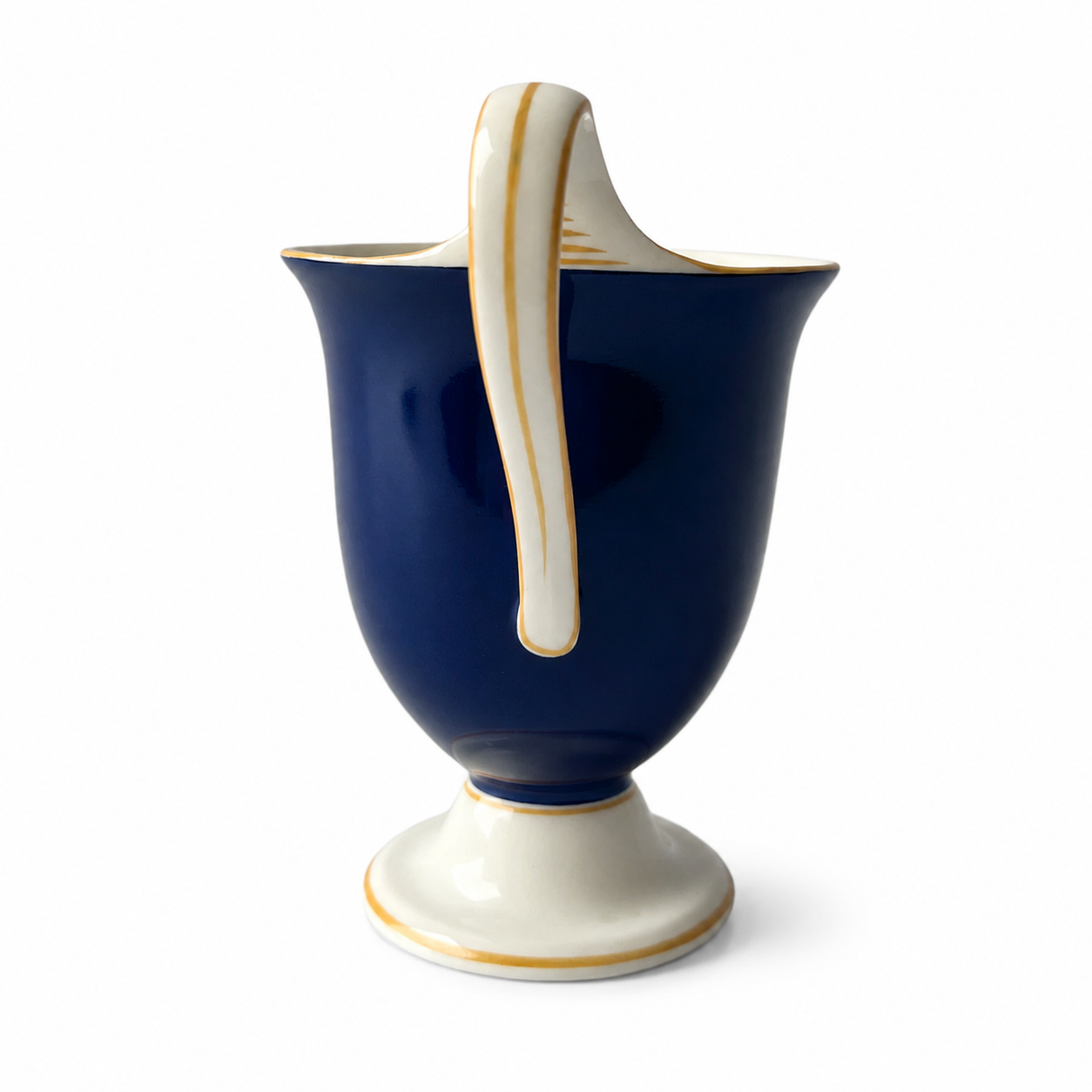Antique KPM Berlin Cobalt Blue Chocolate Cup, Hand Painted Floral Porcelain, Circa 1890–1910