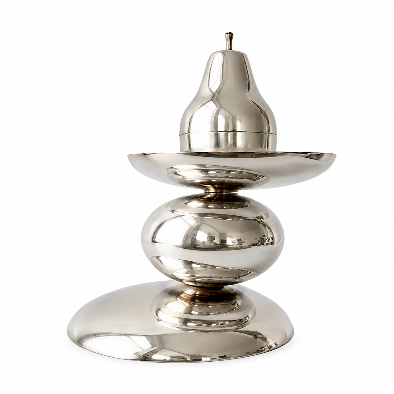 Vintage H.R.W. Fink Silver Plated Pedestal Bowl With Pear, German Centrepiece