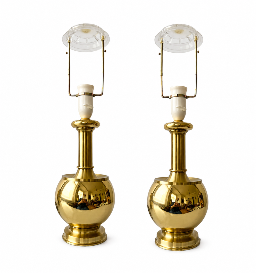 Vintage Pair of ABO Randers  Brass Bubble Lamps, 1970s.