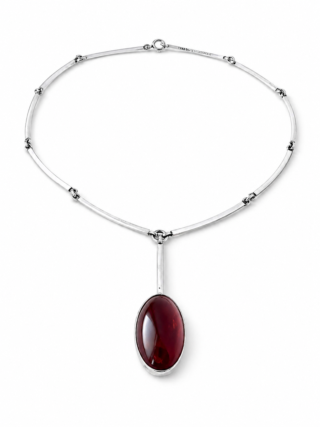 Vintage Niels Erik From Amber Necklace, Danish Modernist Sterling Silver Bar Link Necklace