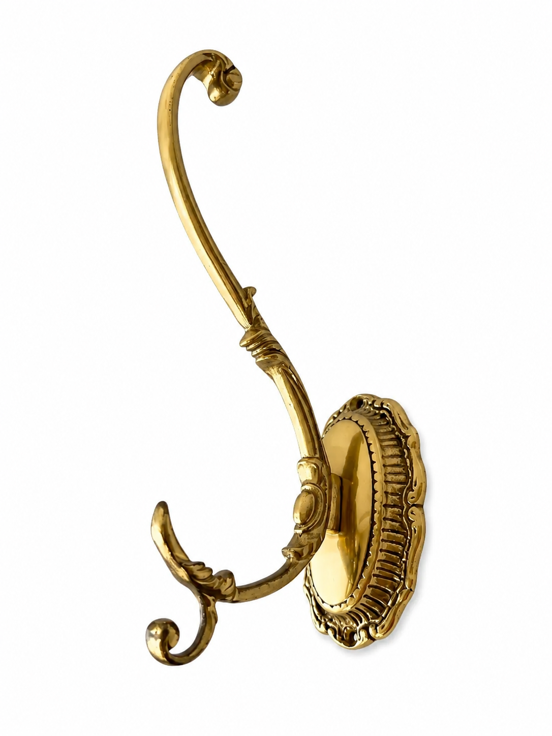 Set of 3 Large Vintage Brass Wall Hooks, Ornate Coat Hat Towel Hangers