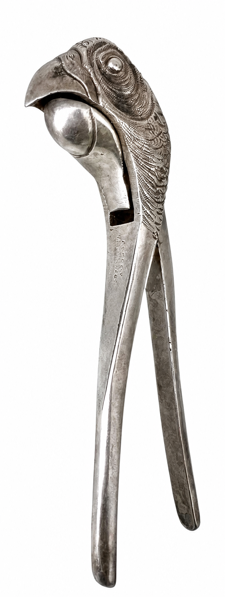 Early 20th Century Asprey Novelty Silver Plated Parrot Head Nutcracker, 1912