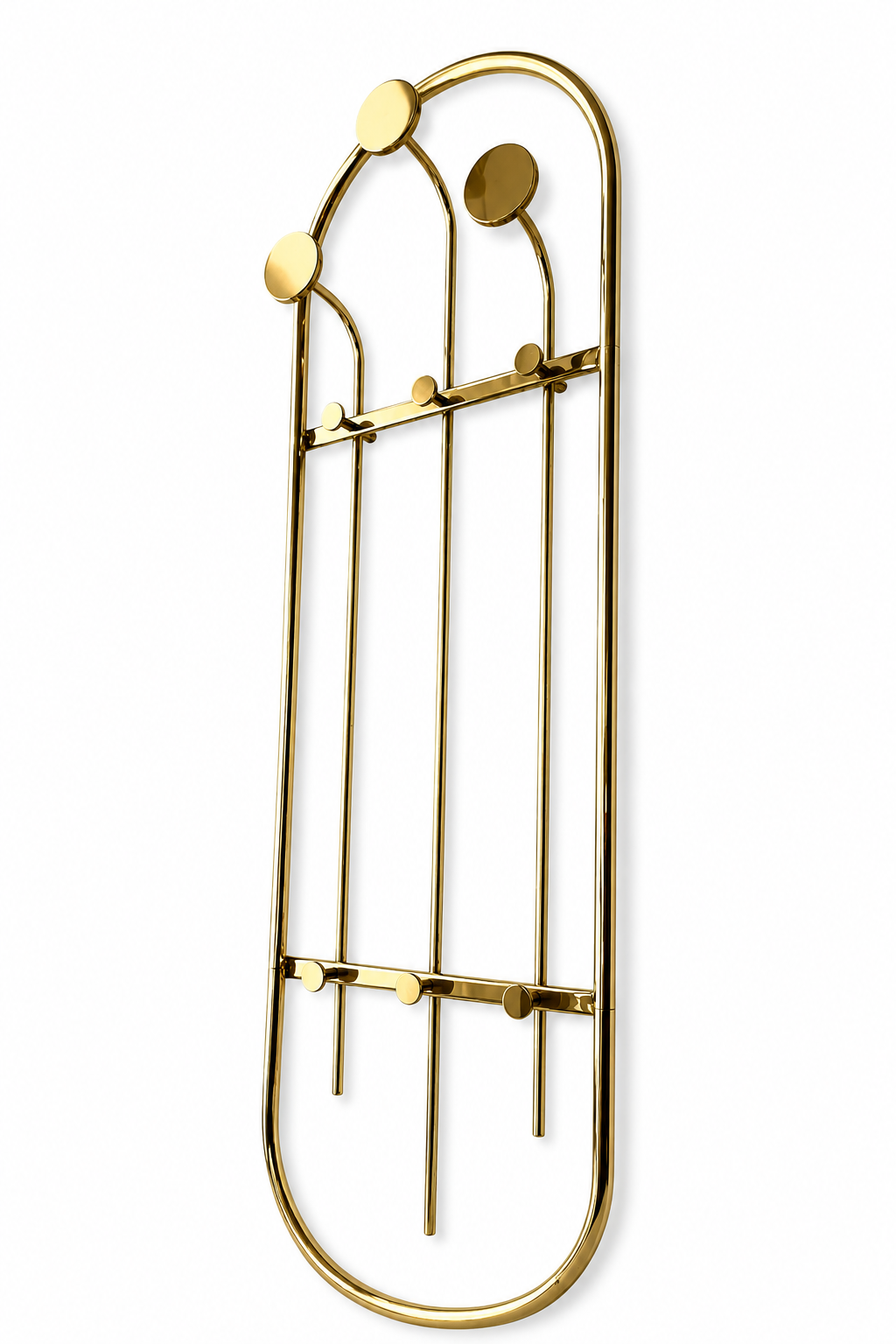 Vintage Brass Wall Mounted Coat Rack, French Mid-Century Modern, 1970s