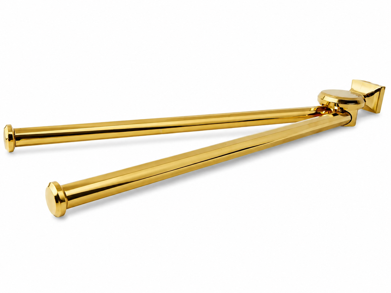 Vintage Gold-Plated Brass Swing Towel Rack, West German Wall Mounted Double Rail Holder