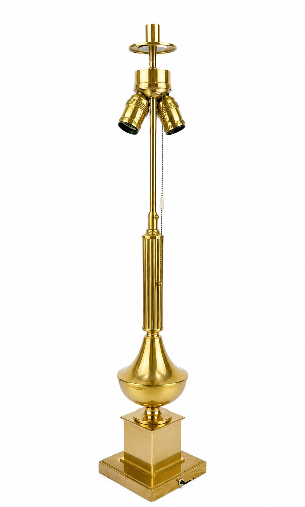 Vintage Mertens Berlin Brass Column Table Lamp, West German Hollywood Regency Lighting