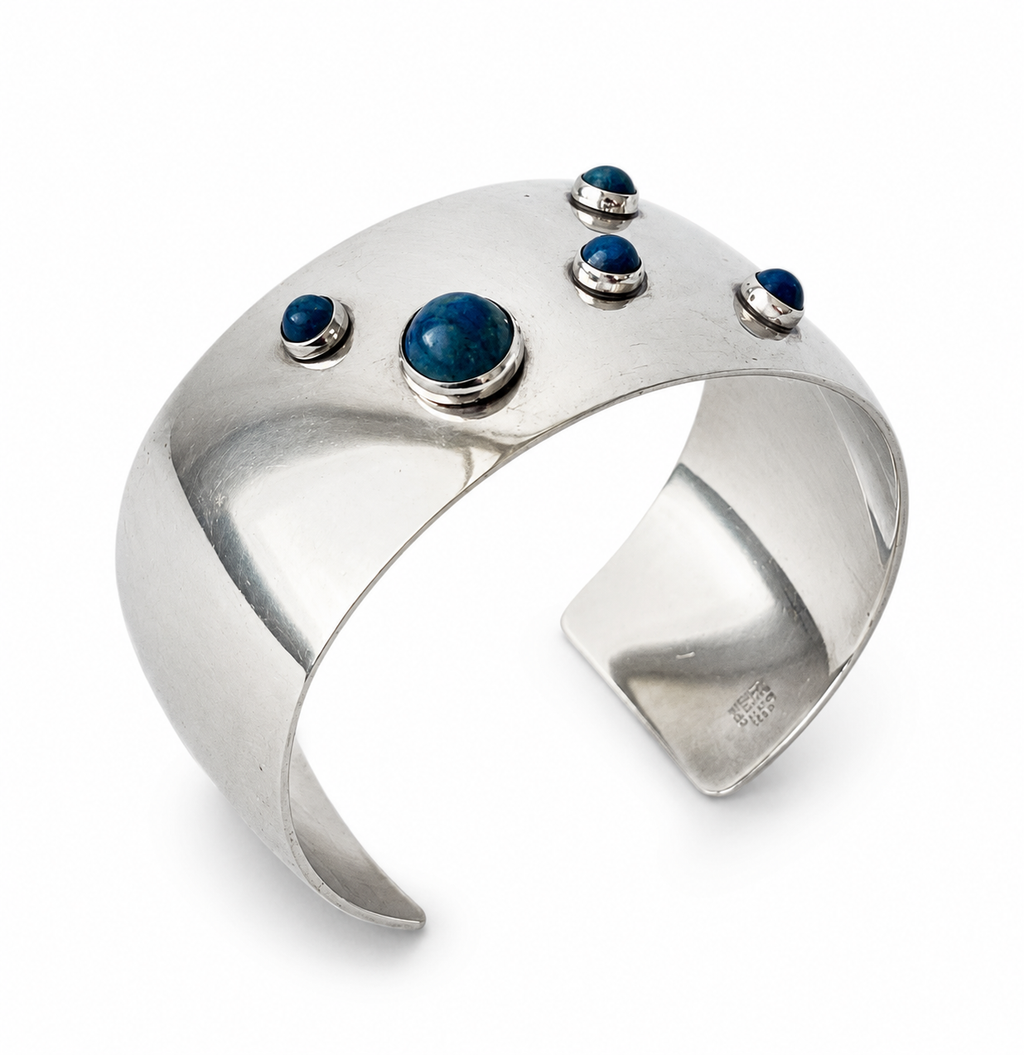 Niels Erik From Sterling Silver Sodalite Cuff Bracelet, Scandinavian  Modernist Jewellery