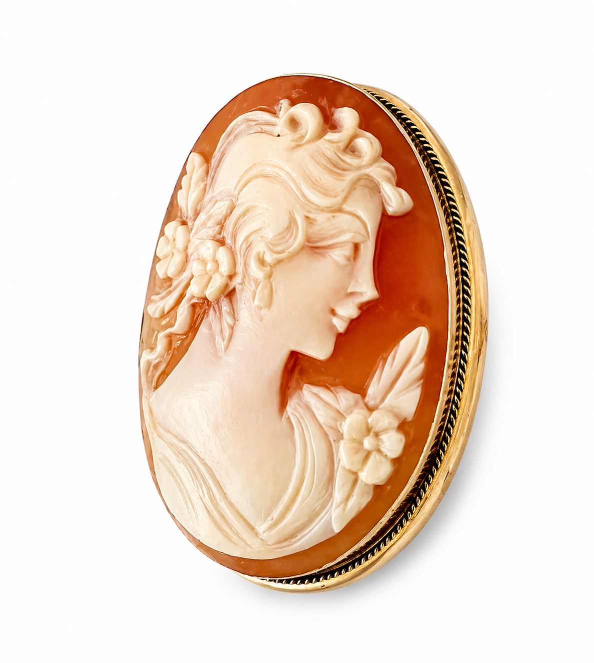 Antique Victorian  9ct Gold Shell Cameo Brooch Pendant