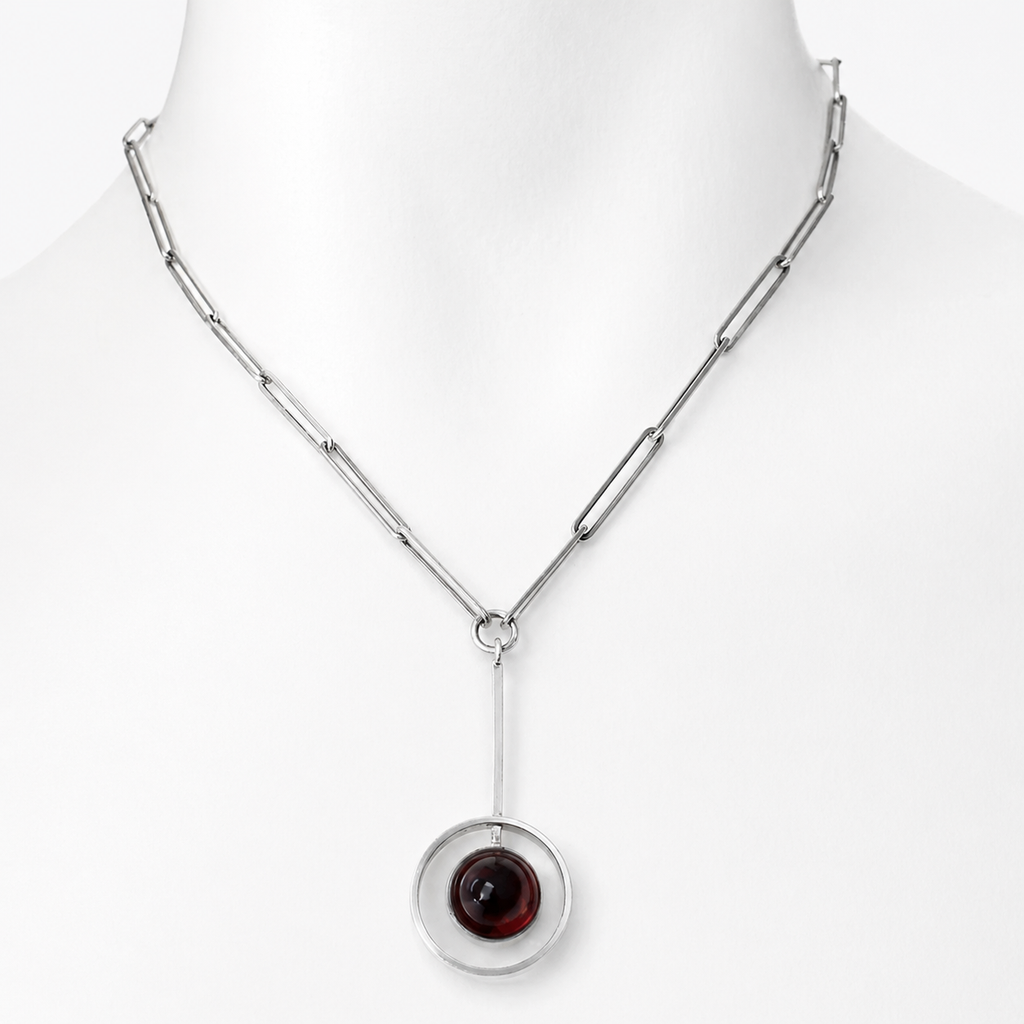 Vintage Niels Erik From Amber Sterling Silver Pendant Necklace Danish Modernist