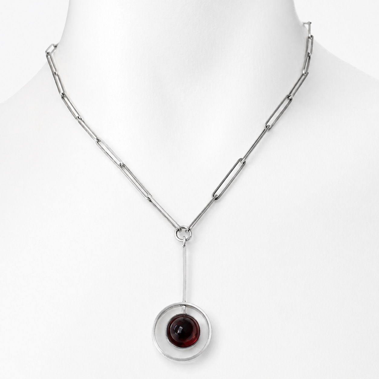 Vintage Niels Erik From Amber Sterling Silver Pendant Necklace Danish Modernist