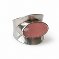 Niels Erik From Sterling Silver Rose Quartz Ring, Danish Modernist Scandinavian Statement Ring