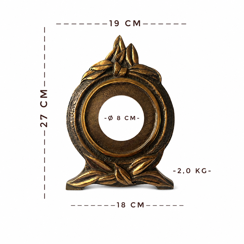 Art Nouveau Bronze Clock Case, Jugendstil Leaf Mantel Sculpture