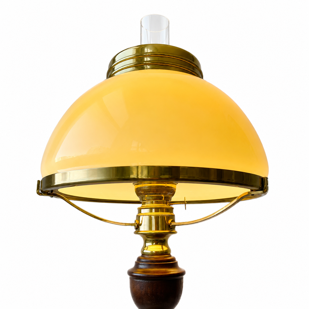 Vintage Kosmos Brenner Brass & Wood Table Lamp - German Oil-Style Desk Lamp