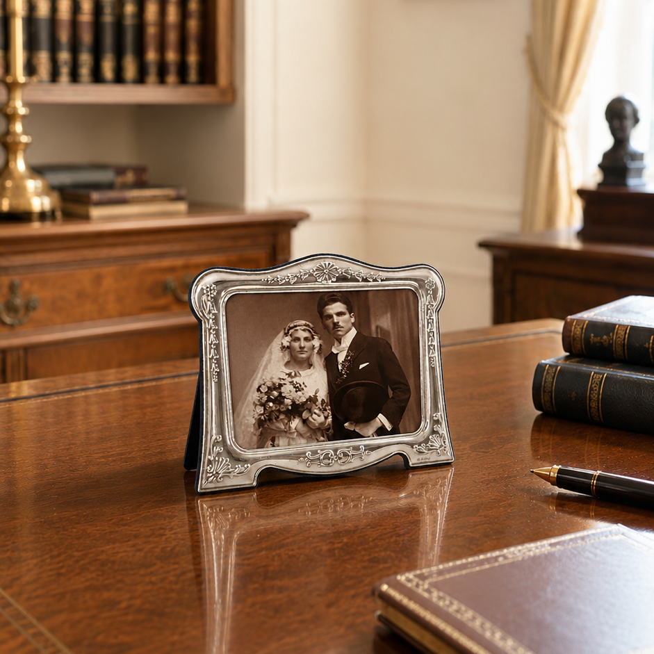 Vintage Carrs Sterling Silver Photo Frame, Boxed Sheffield Wedding Frame