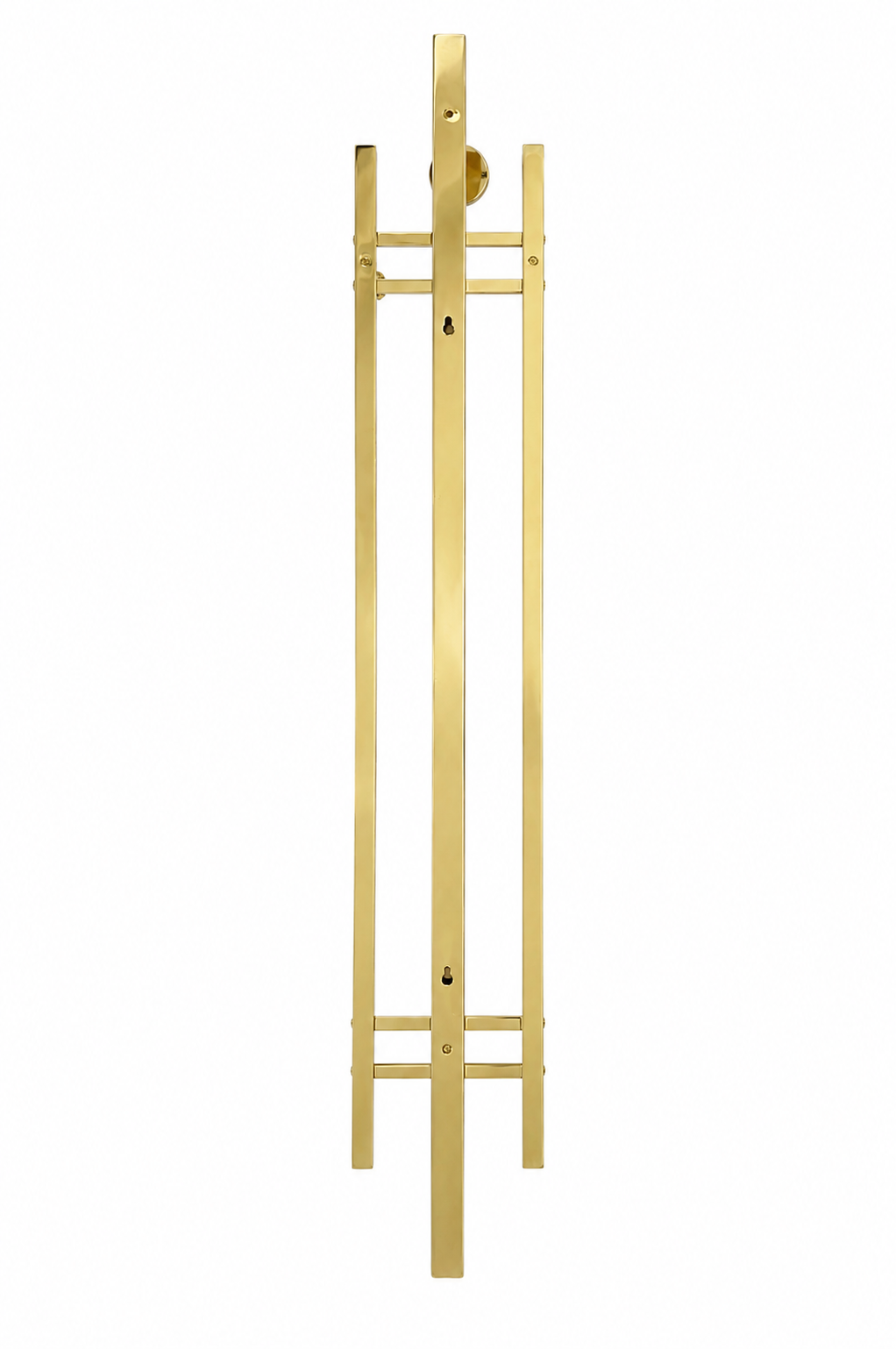 Vintage German Brass Wall Coat Rack, Mid-Century Modern Entryway Hooks, 110 cm Tall