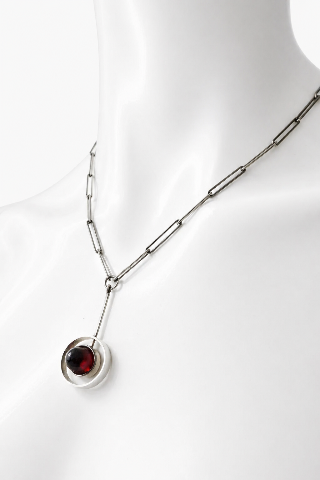 Vintage Niels Erik From Amber Sterling Silver Pendant Necklace Danish Modernist