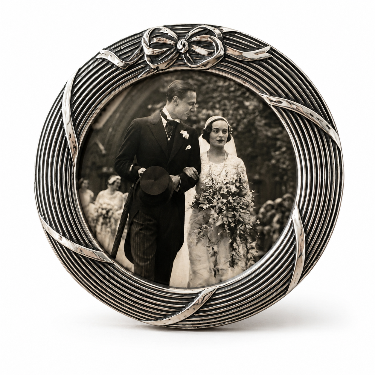 Antique Edwardian Sterling Silver Round Photo Frame, Birmingham 1911