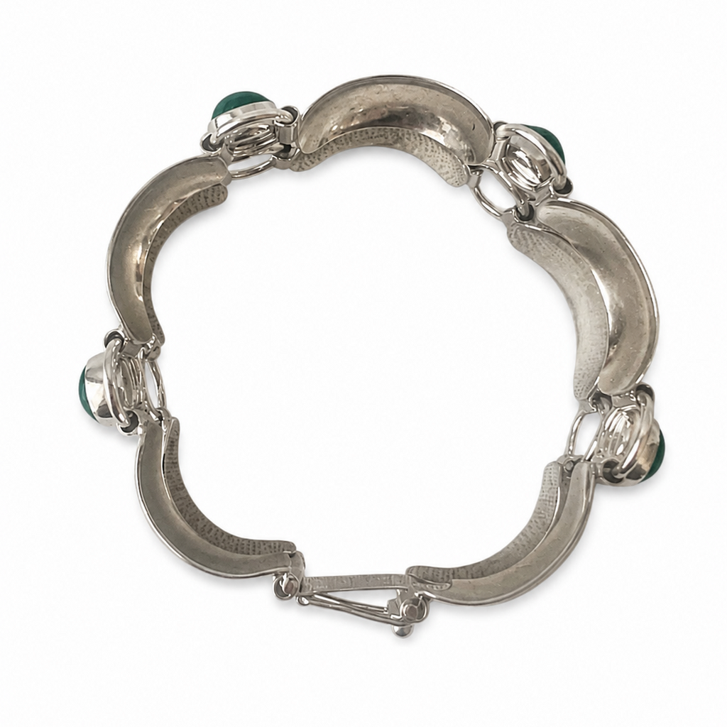 Vintage Silver & Malachite Modernist Bracelet – Katja Lührs Lübeck KLS Scandinavian Design