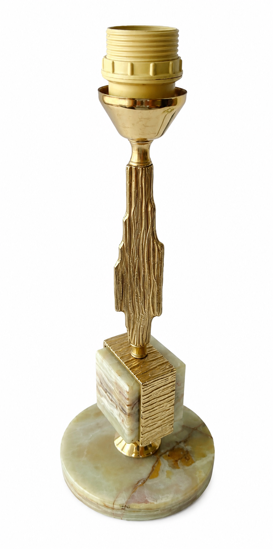 Vintage Brass And Onyx Lamp Base, 1960s–70s Mid Century Modern Table Lamp