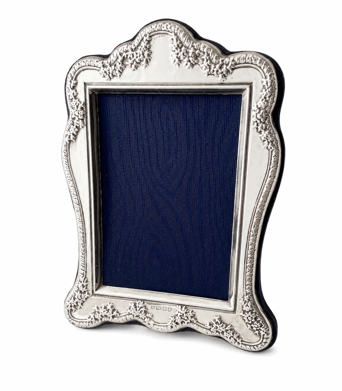 Kitney Sterling Silver Photo Frame, London 1996, Floral Detail