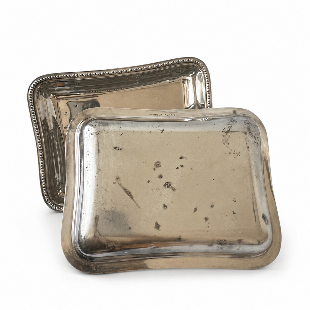 James Dixon & Sons Silver-Plated Covered Serving Dish With Beaded Border