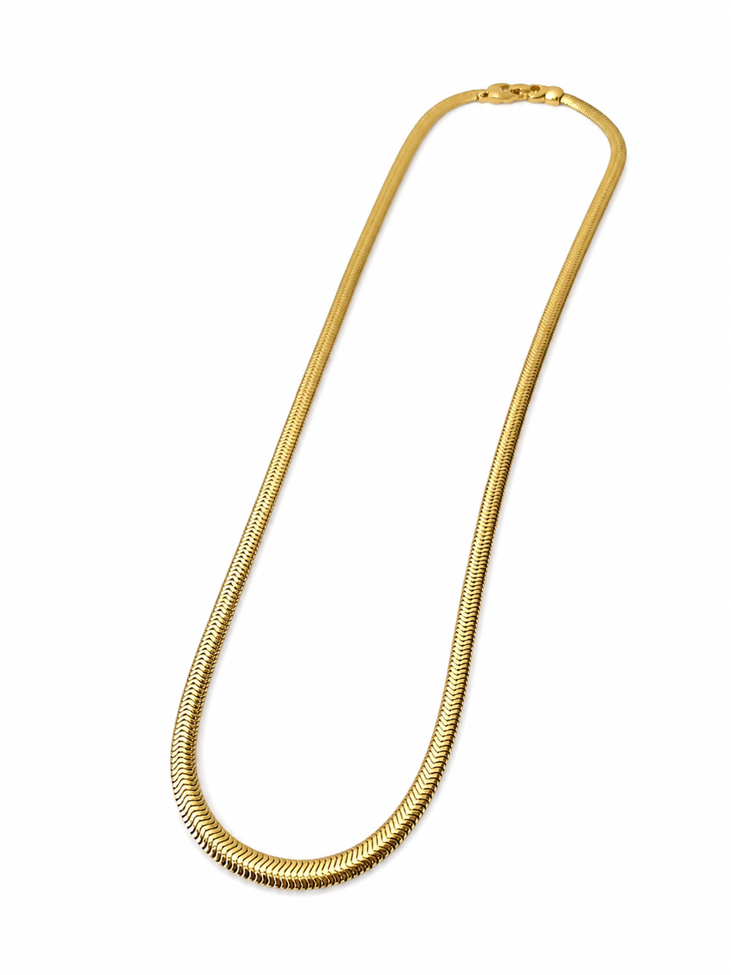 1980s Monet Gold Plated Herringbone Chain Necklace, Vintage Statement Collar Necklace