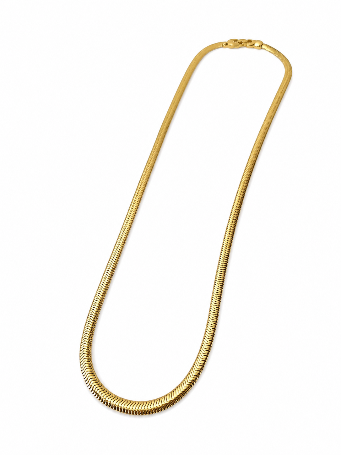 1980s Monet Gold Plated Herringbone Chain Necklace, Vintage Statement Collar Necklace