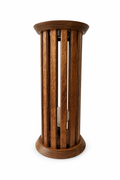 Vintage  Wooden Pedestal Floor Lamp, 1970s Slatted Side Table Lamp