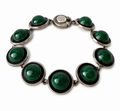 Vintage Malachite Bracelet, Sterling Silver, Danish Modernist, Niels Erik From